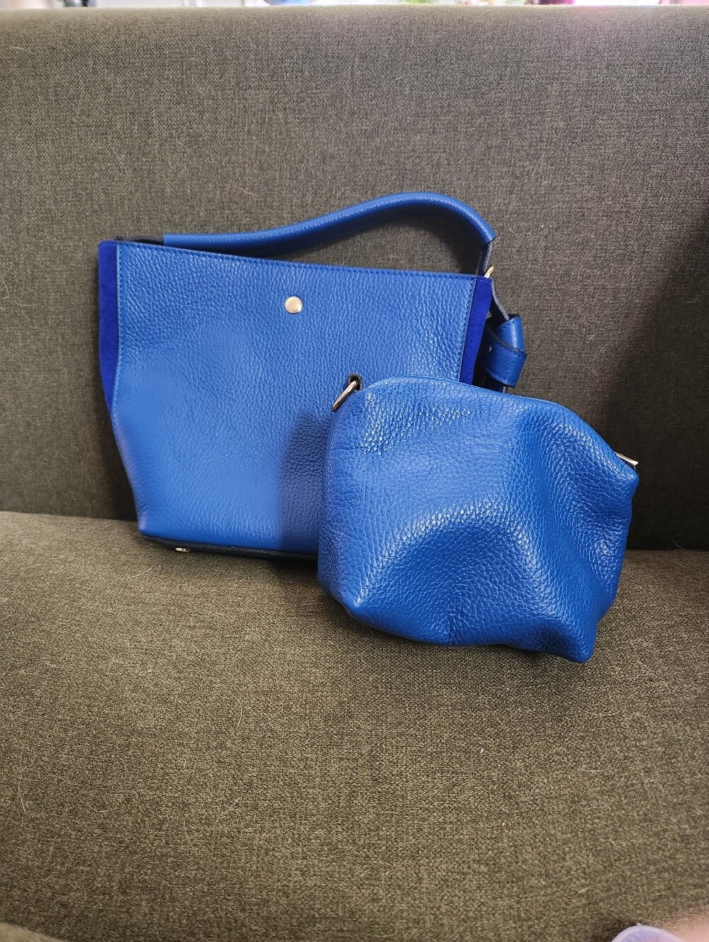 Genuine Italian Leather Tote and Pouch Set